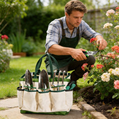 Garden Tool Set with Carry Bag, Heavy Duty Gardening Hand Tools Kit for Planting Weeding